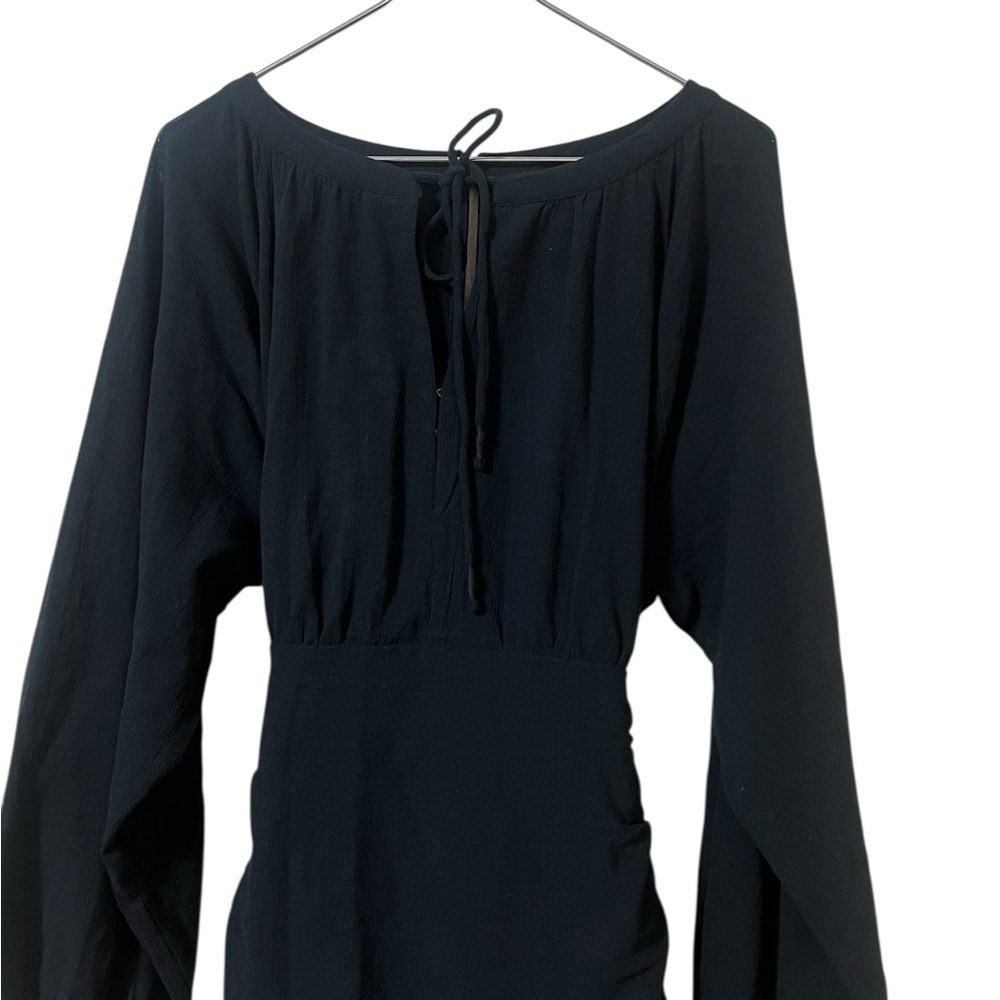 Free People the only one black mini dress long sleeve open back button details - Picture 6 of 14